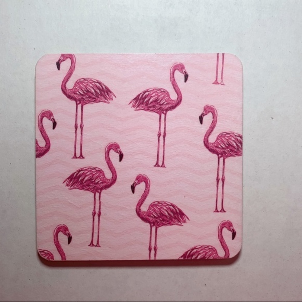 Cup Coasters, Pink Flamingo Wooden Coasters